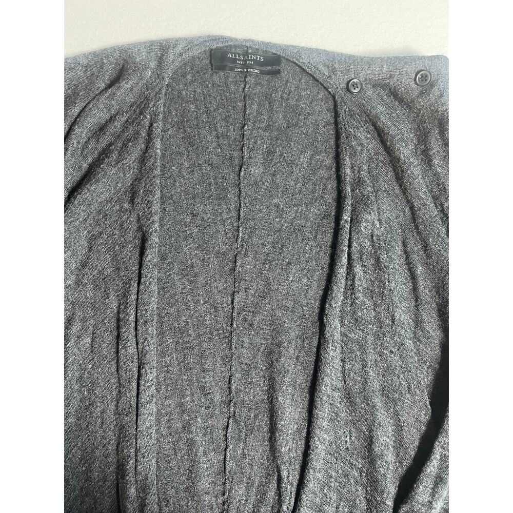 AllSaints Iona Multi Cardigan Womens M Gray 100% Merino Wool Convertible Drape - Picture 4 of 9